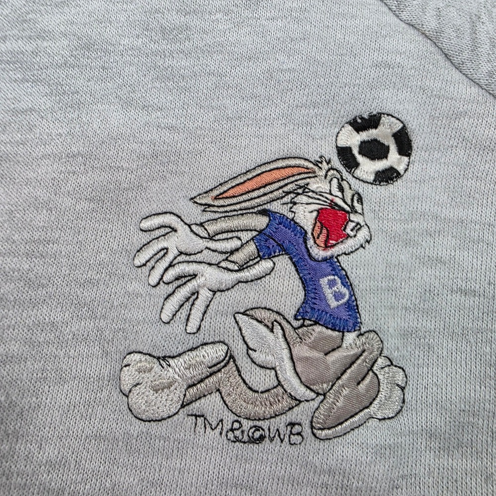 Vintage Looney‎ Tunes Bugs Bunny Soccer Hoodie College Ware USA Men's L 90s
